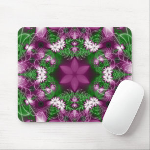 Mousepad Daisies   Arte Fractal Roxa e Verde