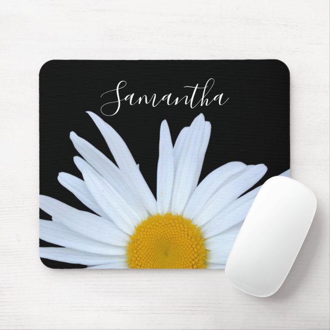 Mousepad Daisy Black Elegant White Script (Com mouse)