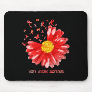 Mousepad Daisy Borboleta Laço Vermelho Conscientização Doen