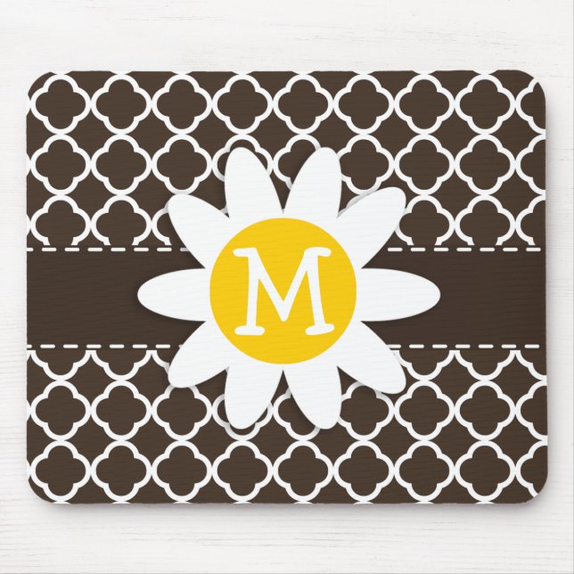 Mousepad Daisy em Bistre Brown Quatrefoil (Frente)