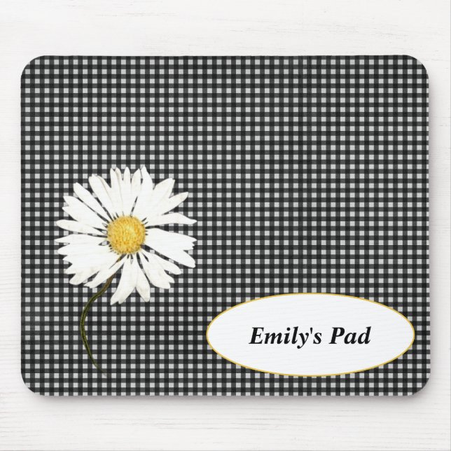 Mousepad Daisy em Gingham com Nome (Frente)