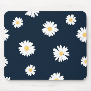 Mousepad Daisy On Blue Pattern