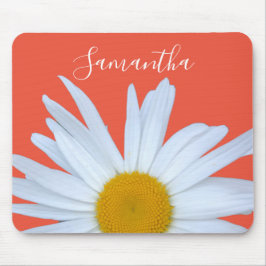 Mousepad Daisy Orange Elegant White Script