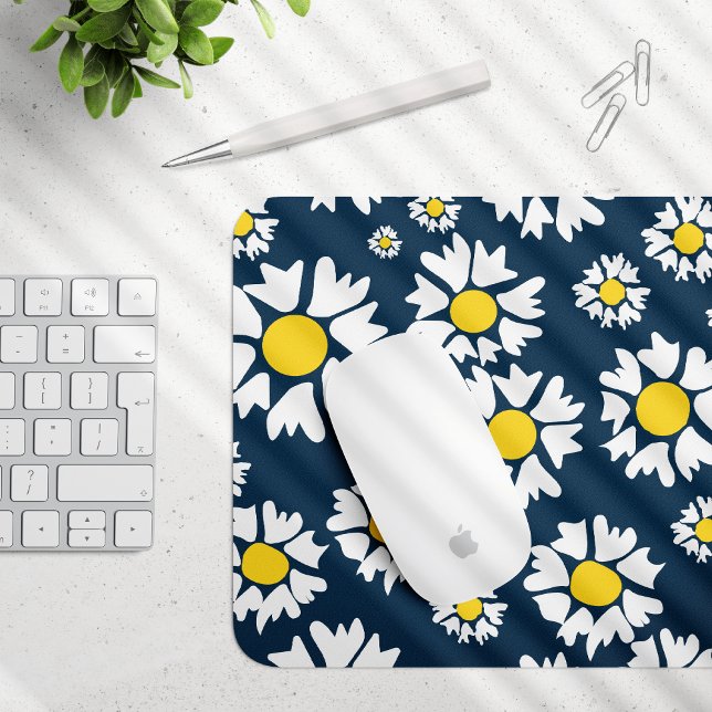 Mousepad Daisy Pattern, Floral Pattern, White Daisies (Criador carregado)