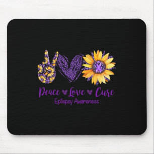 Mousepad Daisy Peace Love Cure Epilepsy Awarse Purple Ri