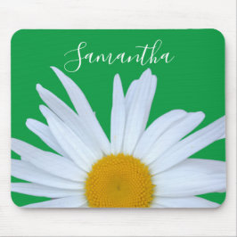 Mousepad Daisy Photo Kelly Green Elegant White Script