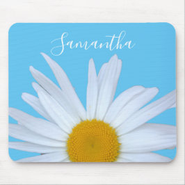 Mousepad Daisy Sky Blue Elegant White Script