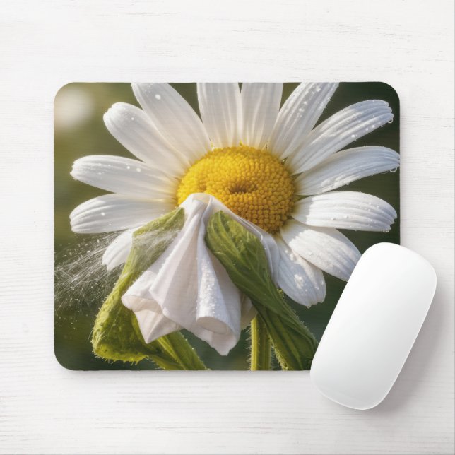 Mousepad Daisy Sneezing Into a Handkerchief (Com mouse)