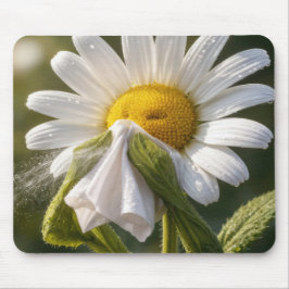 Mousepad Daisy Sneezing Into a Handkerchief