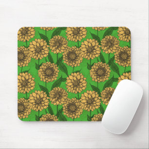 Mousepad Dálias em amarelo e verde