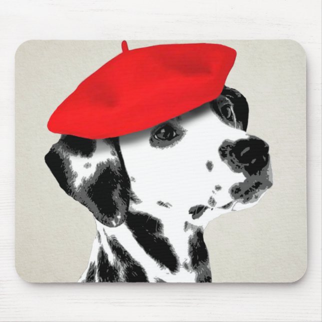Mousepad Dalmaciano Com Berete Vermelho (Frente)