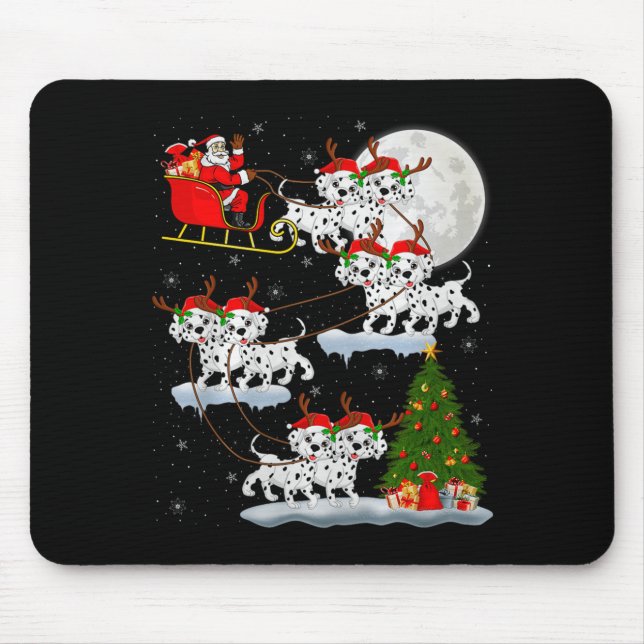 Mousepad Dalmatian Dog Santa Sleigh Flying Funny Magical Ch (Frente)