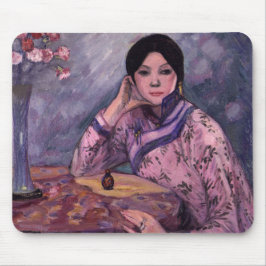 Mousepad Dama Japonesa com uma Garrafa de Perfume