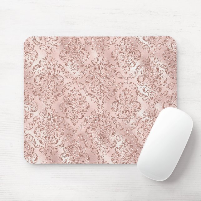 Mousepad Damasco brilhante cor-de-rosa brilhante (Com mouse)