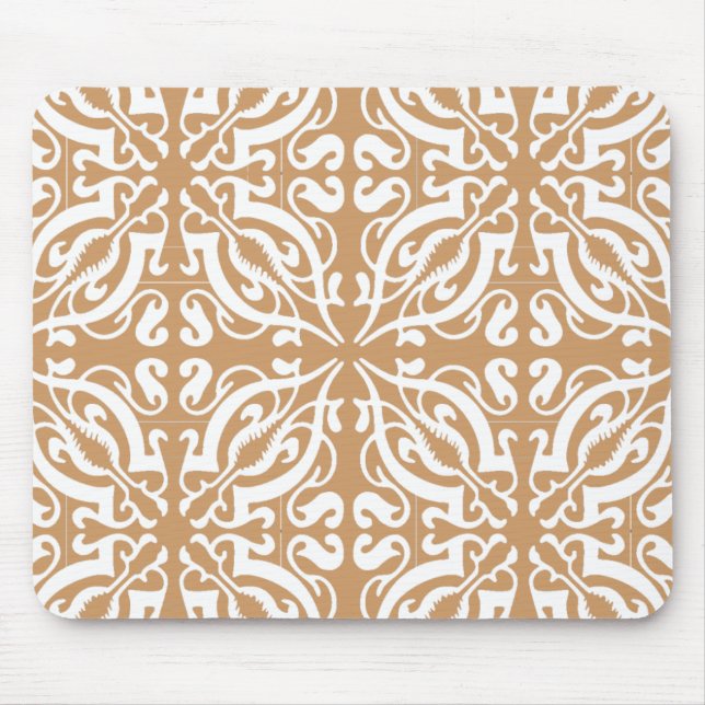 Mousepad Damasco - Castanho-Claro e Branco (Frente)