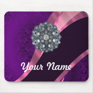 Mousepad Damasco & cristal roxos