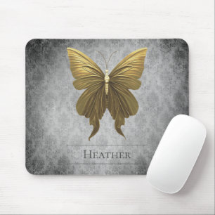Mousepad Damasco de Borboleta Dourada