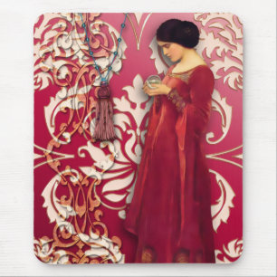 Mousepad Damasco do diamante, FASCÍNIO no vermelho & rosa