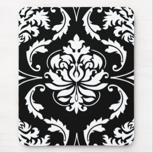 Mousepad Damasco do diamante no branco no preto