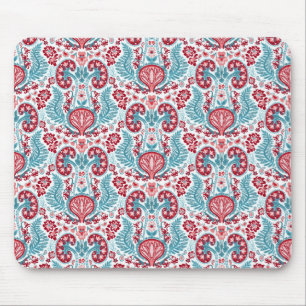 Mousepad Damasco do rim no vermelho/cerceta