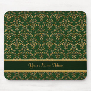 Mousepad Damasco Dourado e Verde