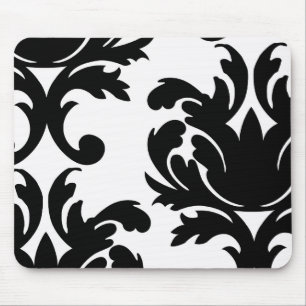 Mousepad damasco grande branco e preto em negrito
