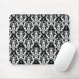 Mousepad Damasco preto e branco legante