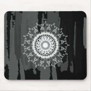Mousepad Damask MandalaBlack and White Watercolor