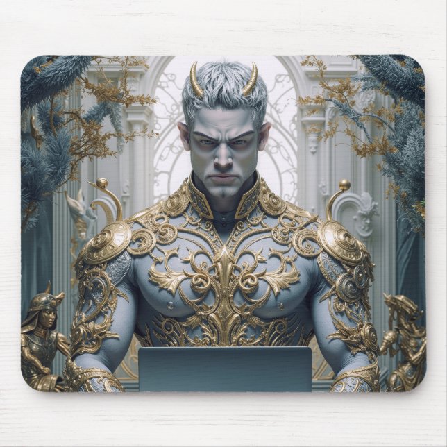 Mousepad Dämonischer Krieger am Laptop Fantasy (Frente)