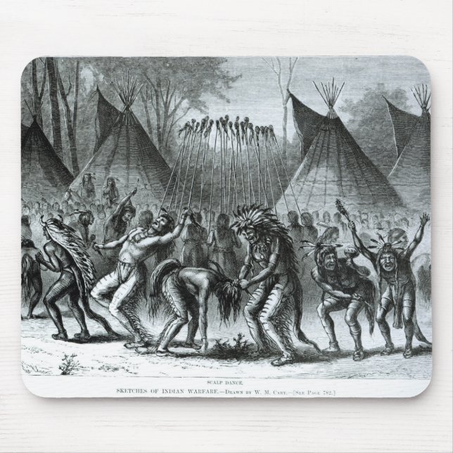 Mousepad Dança do escalpe 'dos esboços do indiano Warfare (Frente)