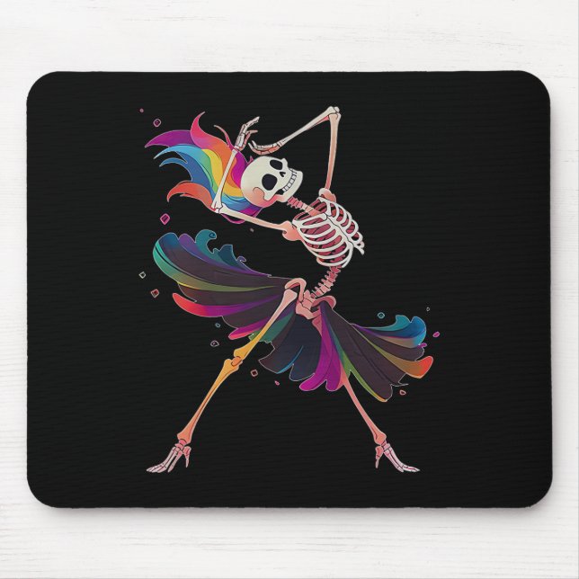Mousepad Dançando esqueleto Rainbow Llerina Halloween (Frente)