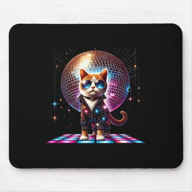 Mousepad Dançando Gato Disco Ball Kitten Gatinho Lover Funn (Frente)