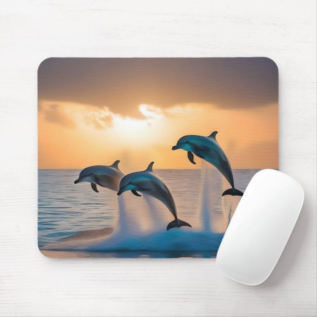 Mousepad Dançando no Suco: Três Golfinhos Pulando (Com mouse)