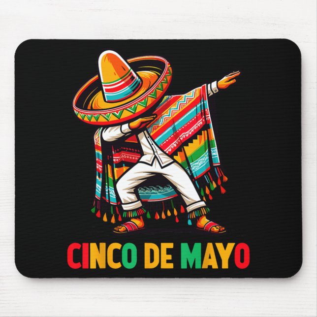 Mousepad Dançando Poncho Mexicano Cinco De Mayo Festa 5  (Frente)