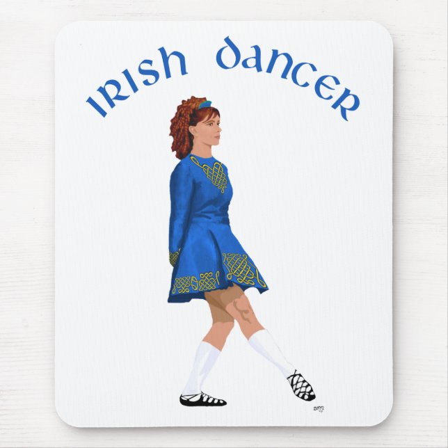 Mousepad Dançarino Irlandês de Calçado Suave em Azul (Frente)
