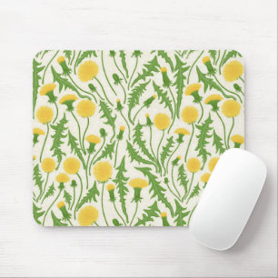 Mousepad Dandeliões, verdes, amarelos e brancos