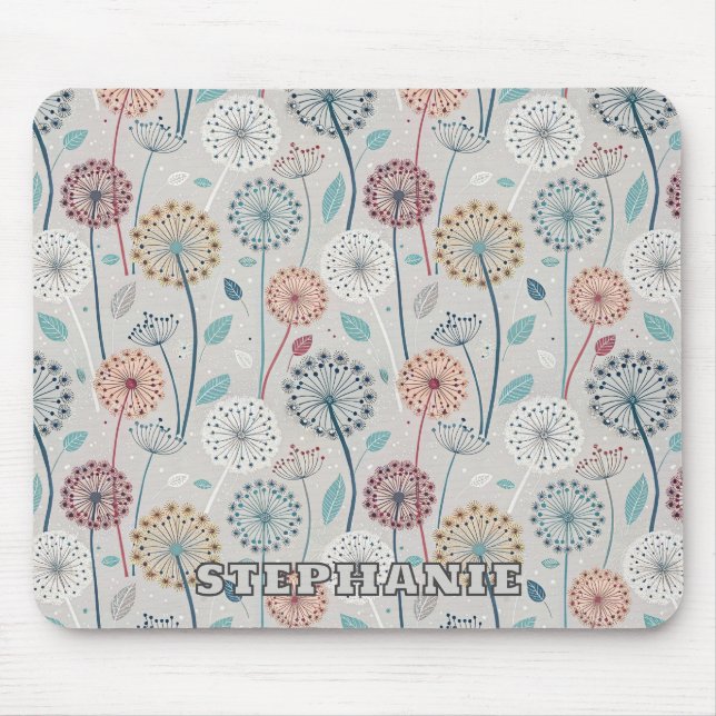 Mousepad Dandelion Whimsical - Vermelho, Amarelo, Branco e  (Frente)