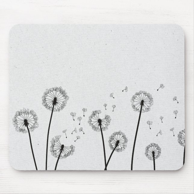 Mousepad Dandelions Flores Pappus Spores Cinzas (Frente)