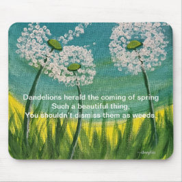 Mousepad Dandelions - obra de arte e poema originais