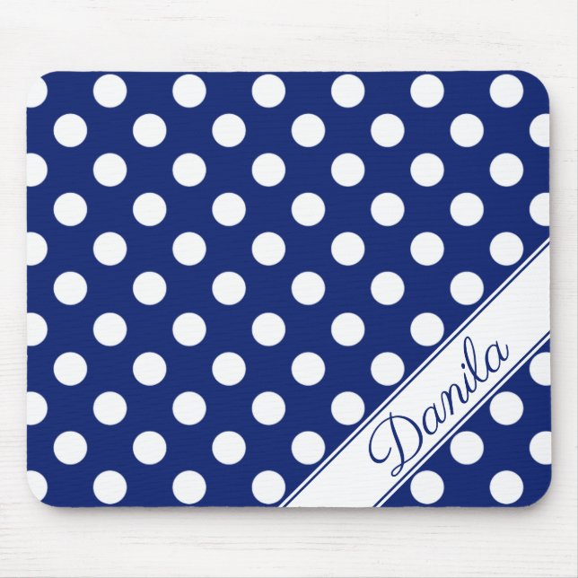 Mousepad Danila Custom Name Modelo Dark Blue Pontos Brancos (Frente)