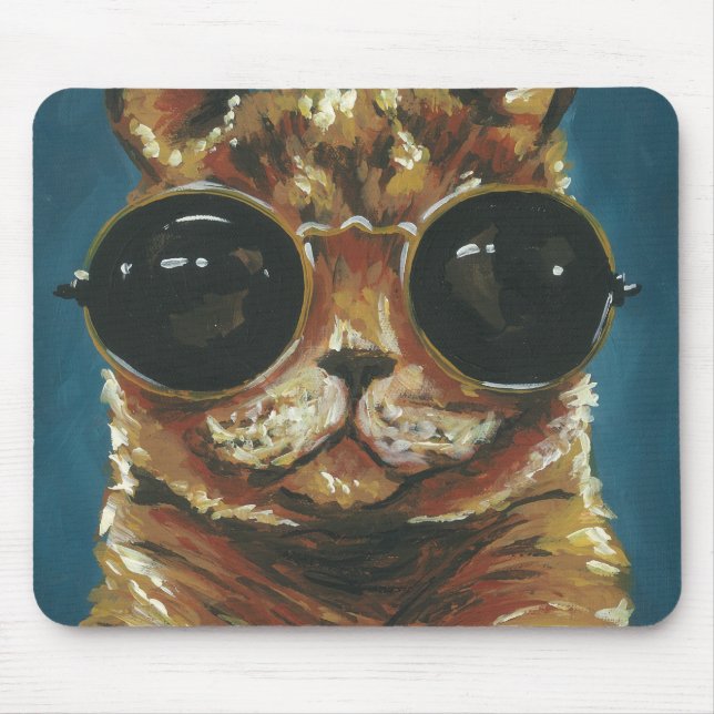 Mousepad Dapper Animal | Gatinho De Óculos De Sol (Frente)