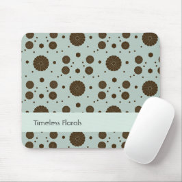 Mousepad Dark Brown Micro Floral Sage Green
