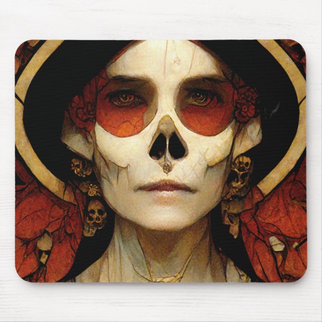 Mousepad Dark Fantasy Gothic Skull Mulher 2 (Frente)