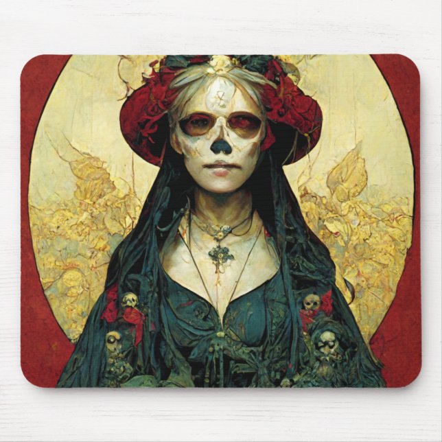 Mousepad Dark Fantasy Gótica Mulher do Crânio (Frente)