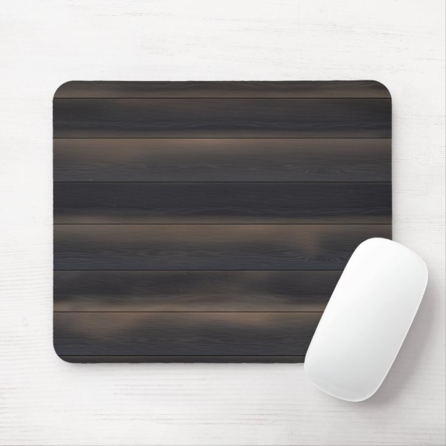 Mousepad Dark Japandi Madeira Carbonizada Carvão Minimalist (Com mouse)