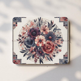 Mousepad Dark Romance Burgundy Art Deco Floral Summer
