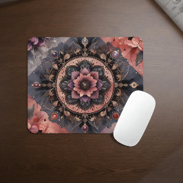 Mousepad Dark Romance Burgundy Art Deco Floral Summer