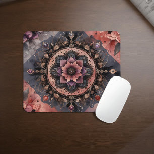 Mousepad Dark Romance Burgundy Art Deco Floral Summer