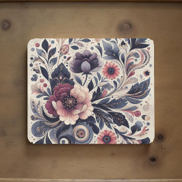 Mousepad Dark Romance Burgundy Art Deco Floral Summer