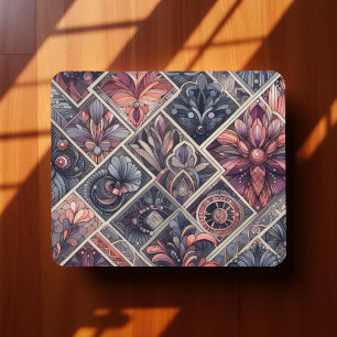 Mousepad Dark Romance Burgundy Art Deco Floral Summer